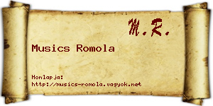 Musics Romola névjegykártya